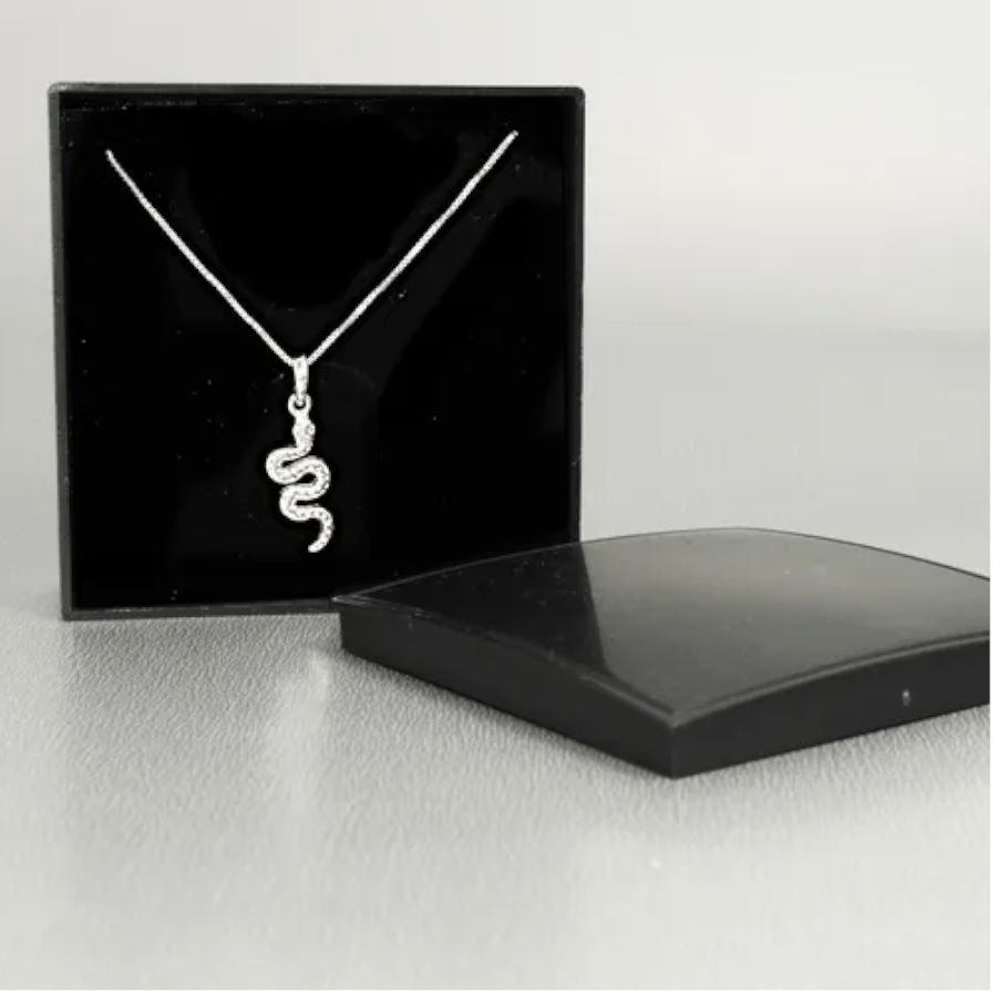 Colar Corrente Pingente Cobra Cravejada Zirconia Prata Pura