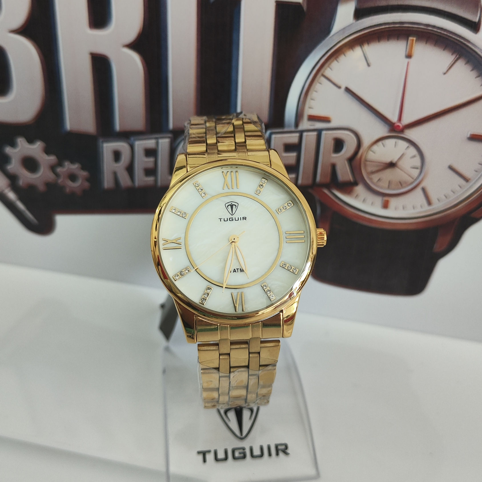 Relógio Feminino TUGUIR Analógico W2124c Dourado Mostrador Branco