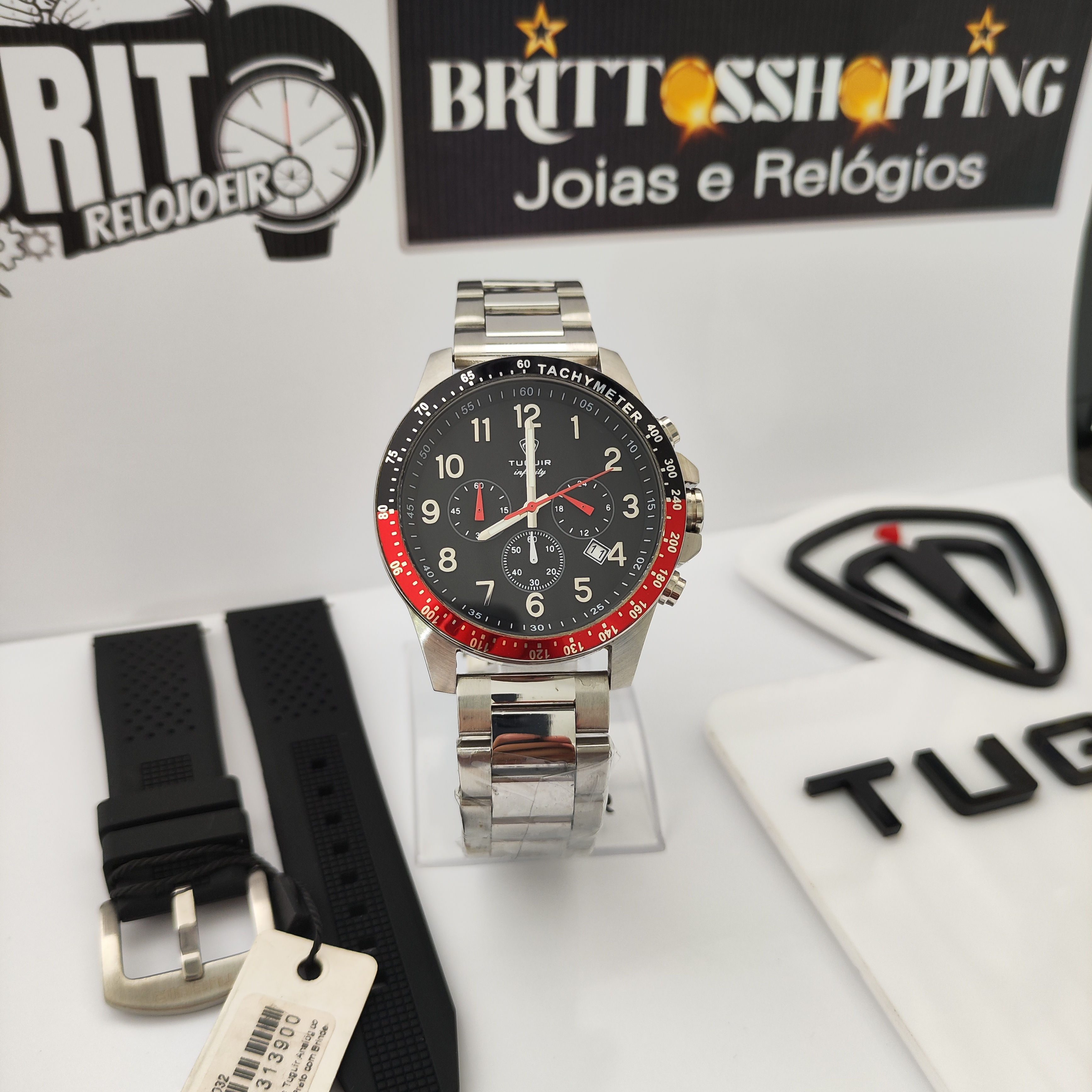 Relógio TUGUIR Masculino Referência: Tgi37032 Cronógrafo Aço com Duas Pulseiras