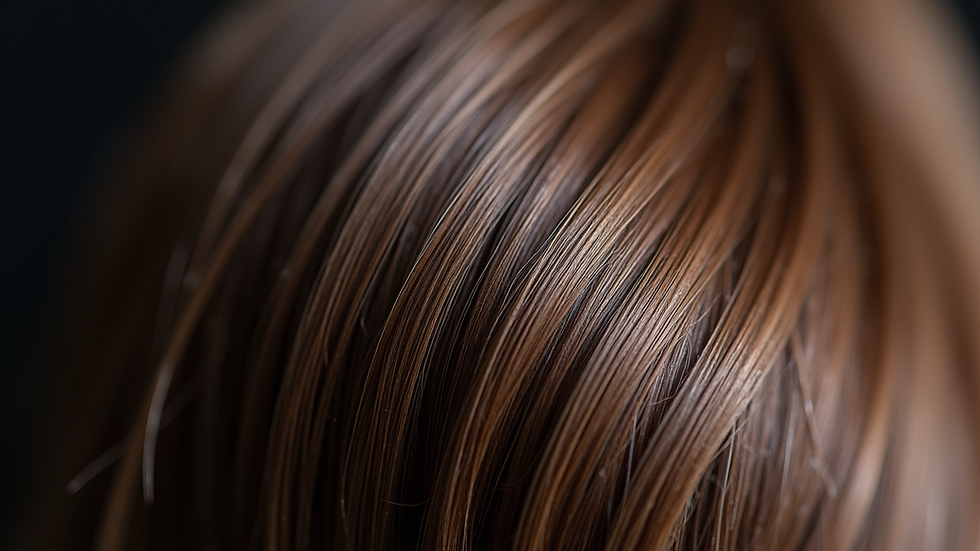 Close-up view of shiny straight hair strands
