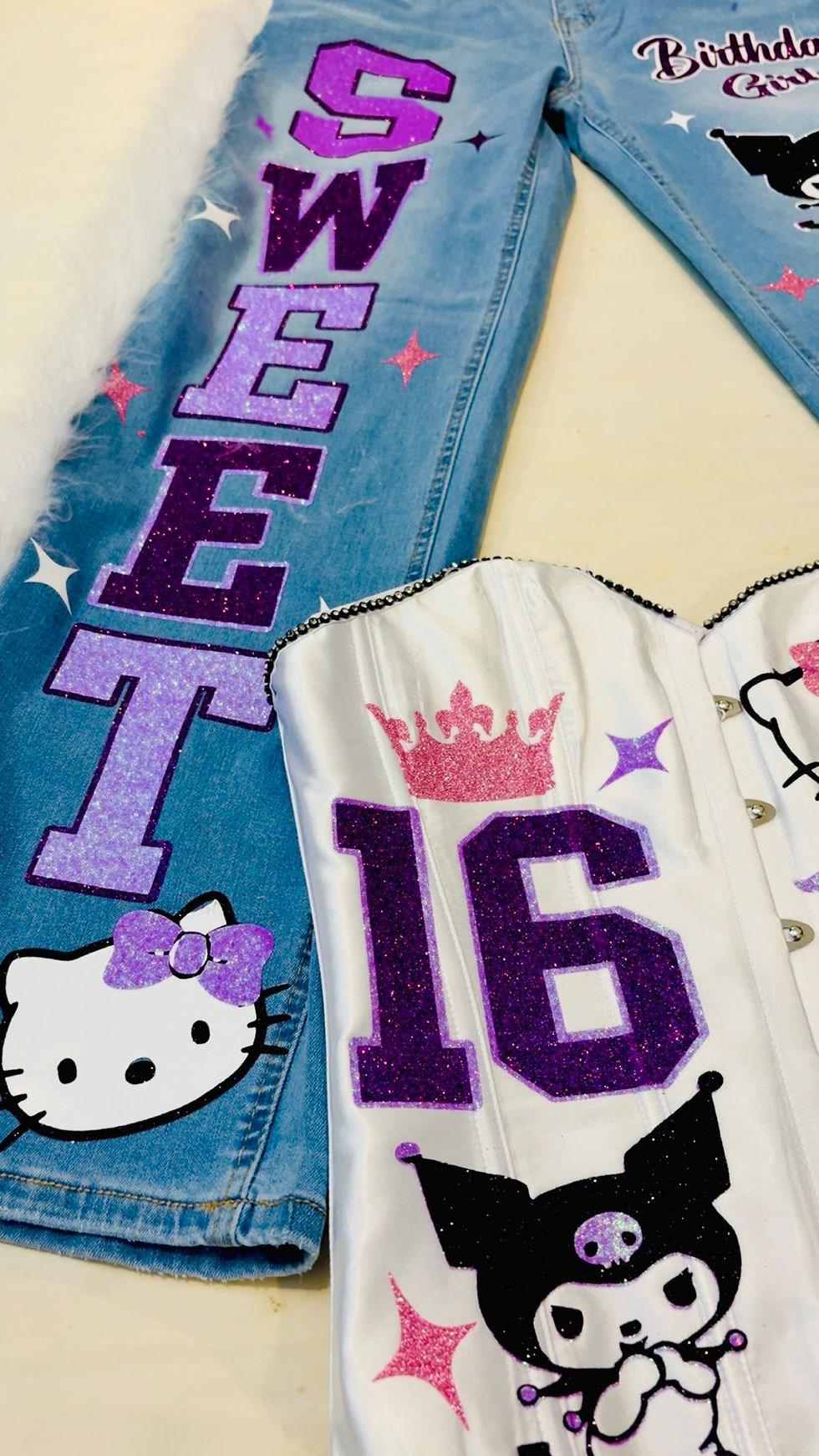 Thumbnail: Custom Corset & Jeans Set | Graduation • Birthday • Senior • Special Occasions