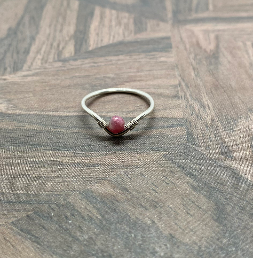 Thumbnail: Pink Tourmaline Argentium Sterling Silver Vector Shape Stacking Ring