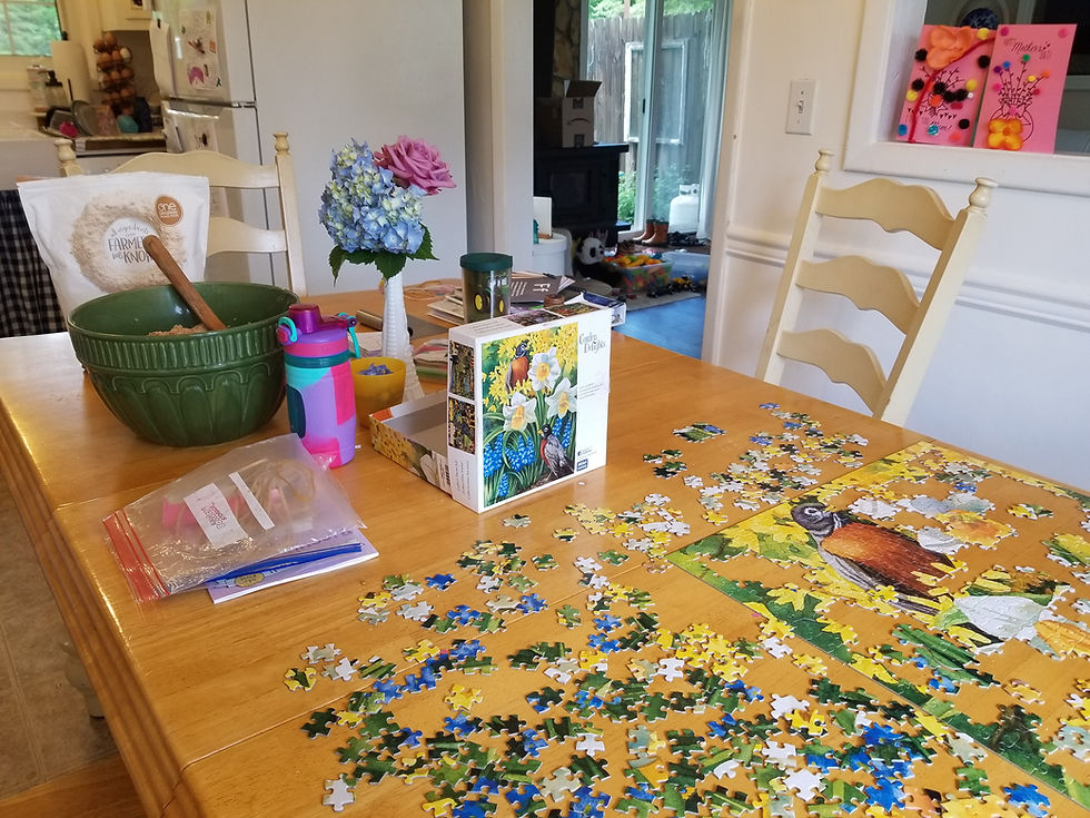 puzzle on a kitchen table