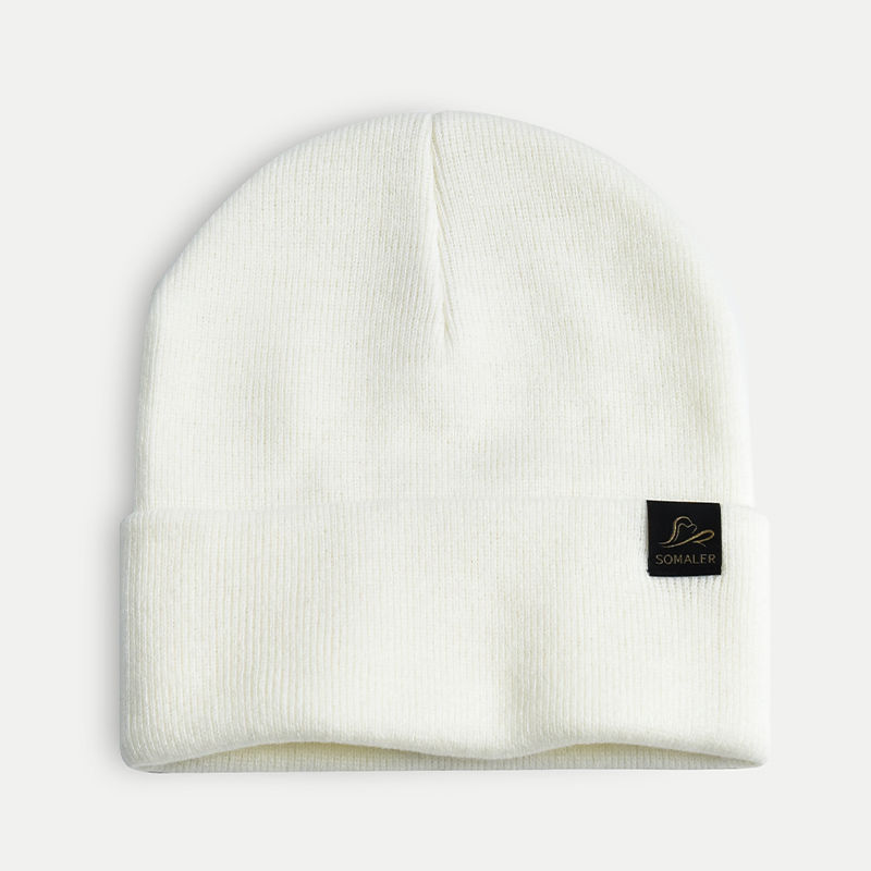 Thumbnail: Unisex 100% High Quality Knit Beanie Hat With Custom Logo Winter Cuff Beanie for