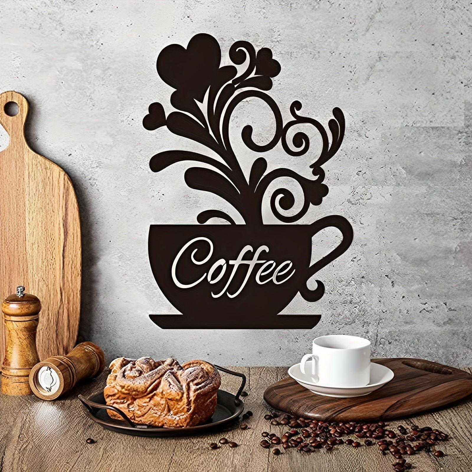 Coffee Wall Art Coffee Bar Wall Decor Metal Decor Sign Coffee Cup Silhouette