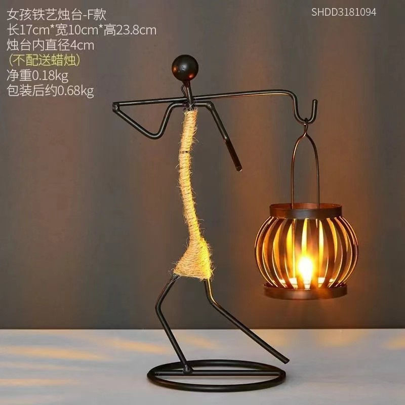 Thumbnail: Retro Creative Dining Table Art Iron Candlestick Crafts Roma