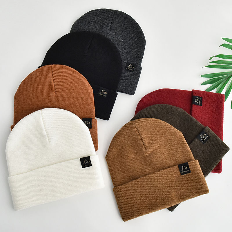 Unisex 100% High Quality Knit Beanie Hat With Custom Logo Winter Cuff Beanie for