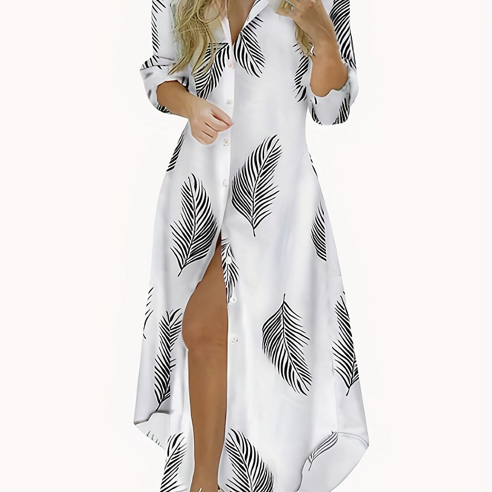 Thumbnail: Color Block Striped Shirt Dress, Casual Long Sleeve Button Down Ankle Dress, Wom