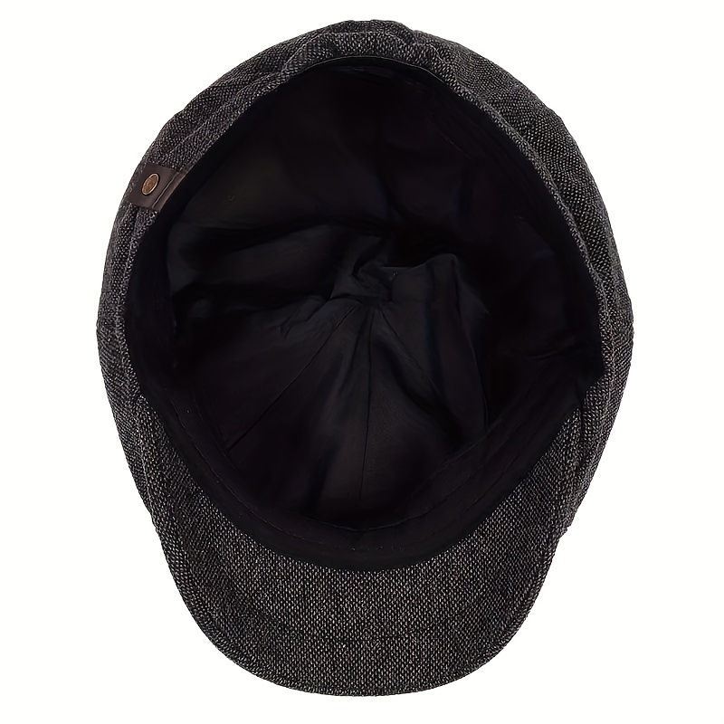Thumbnail: Men&Apos;S Retro Herringbone Flat Cap - Black Casual Beret with Vintage Style, K