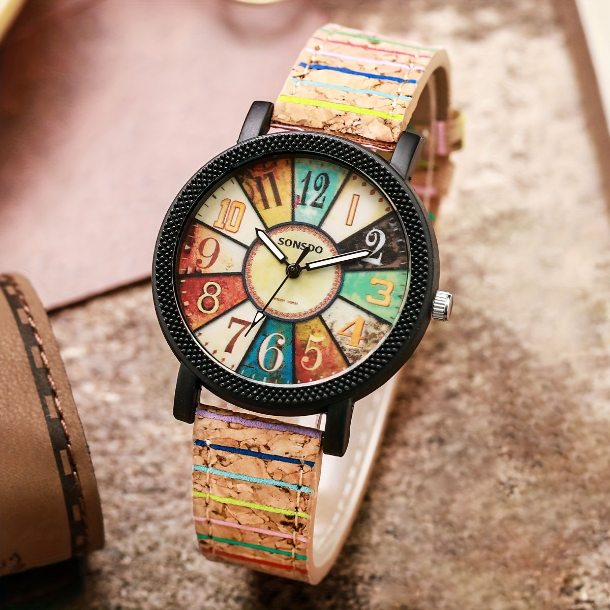Quartz Watches For Men Wooden Pu Leather Wrist Watch Alloy Pointer Great Gift Fo