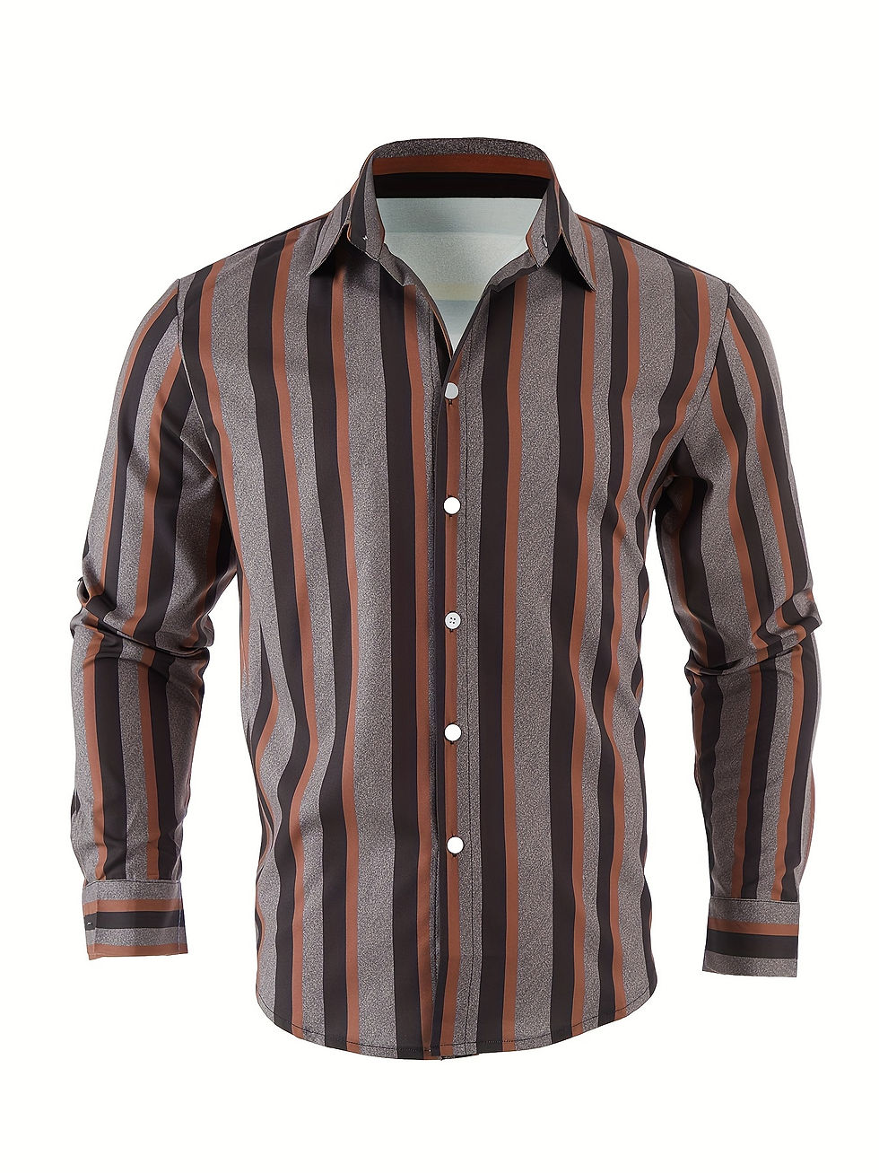 Thumbnail: Men's Classic Design Striped Long Sleeve Button Up Shirt For Business Occasions,