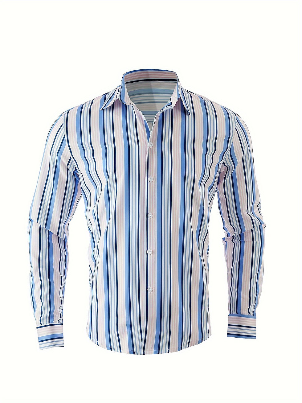 Thumbnail: Men's Classic Design Striped Long Sleeve Button Up Shirt For Business Occasions,