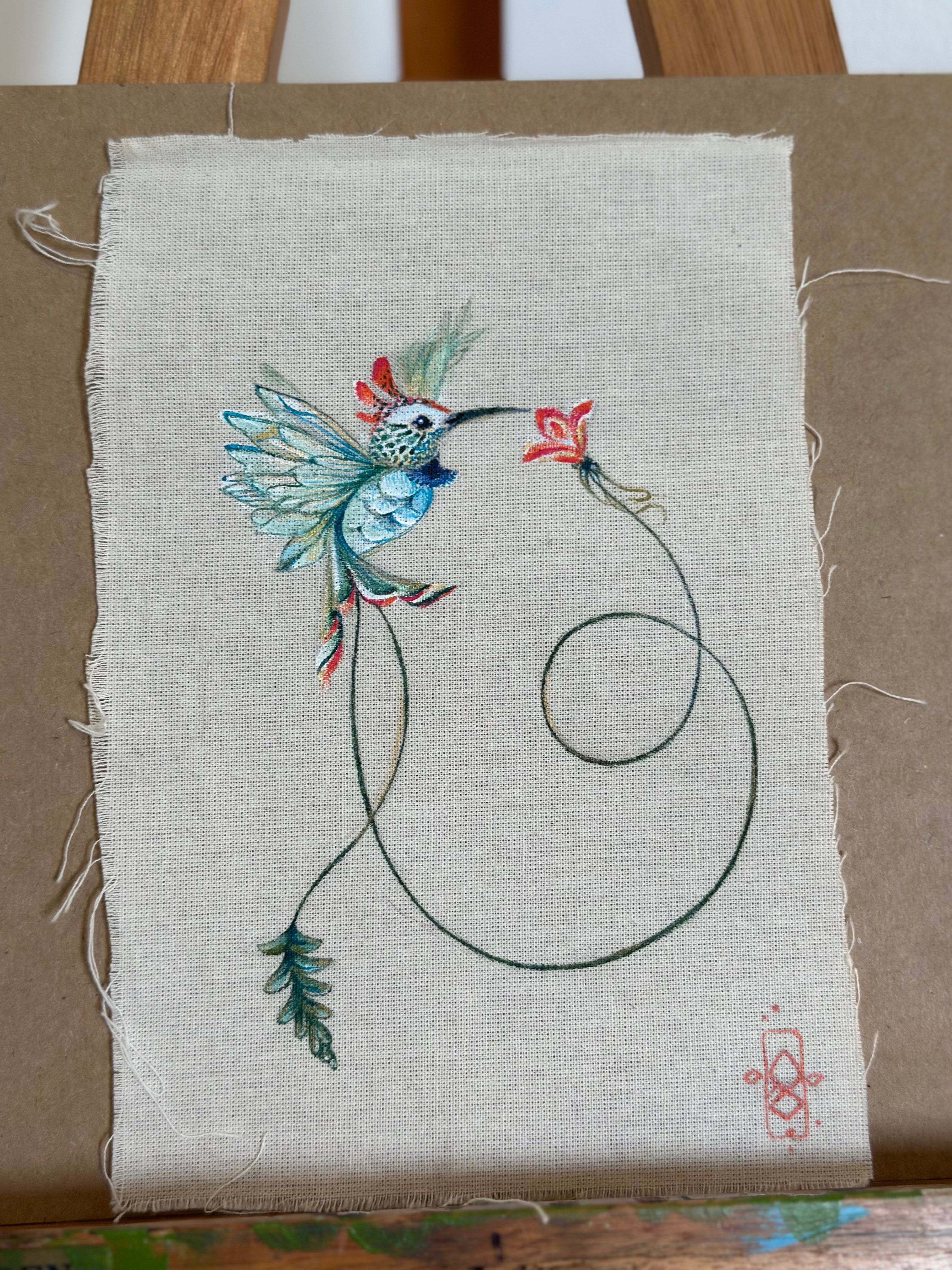 Beija Flor beijando o próprio néctar - Obra Original