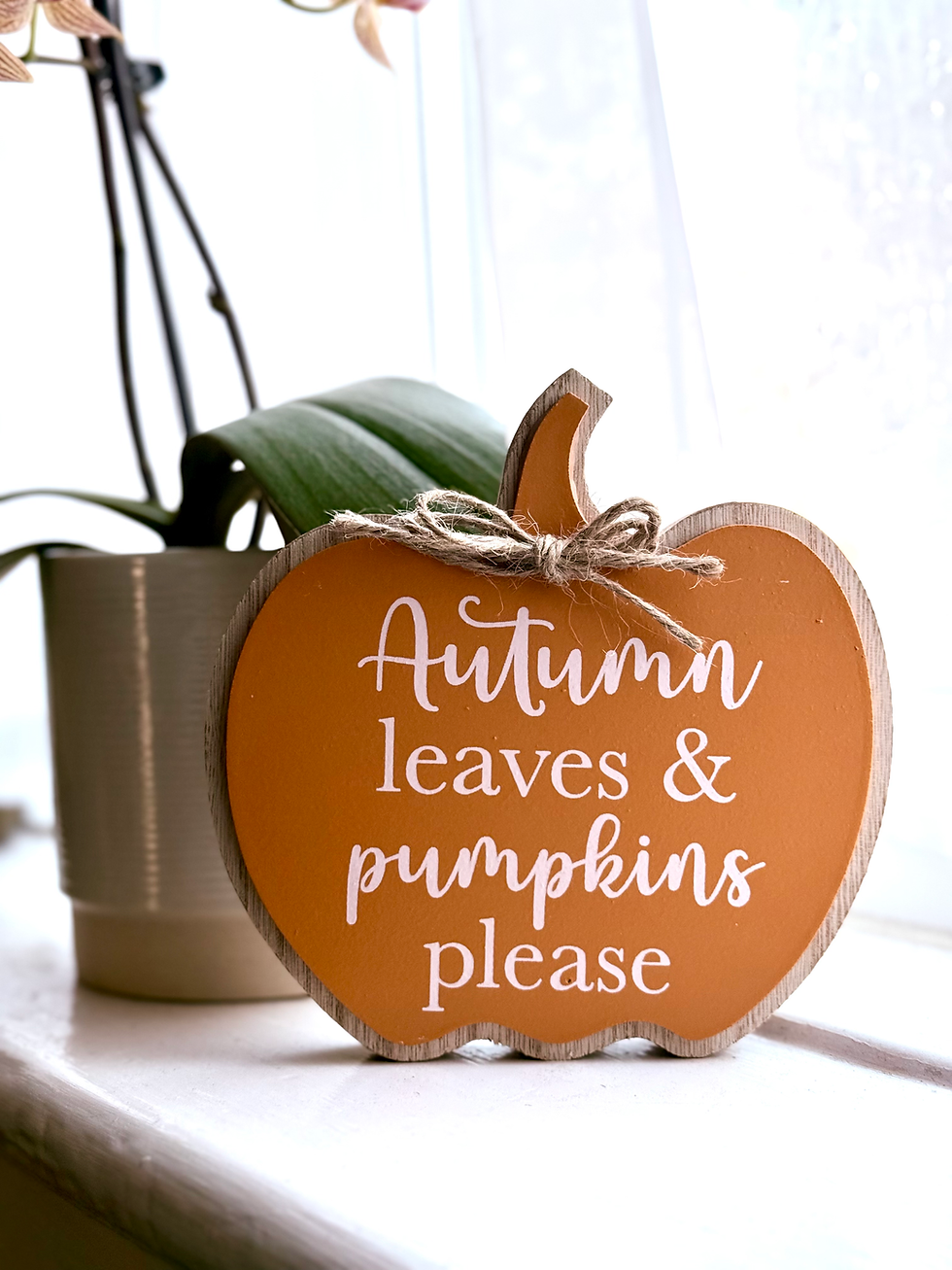 Orange Autumn Leaves Block Sign - Pumpkin-Shaped Home Decor