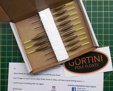 Boxed GORTINI POLE FLOATS ready for postage