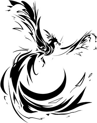 Phoenix design with a rose in its mouth created by Haley Talton for merch design 