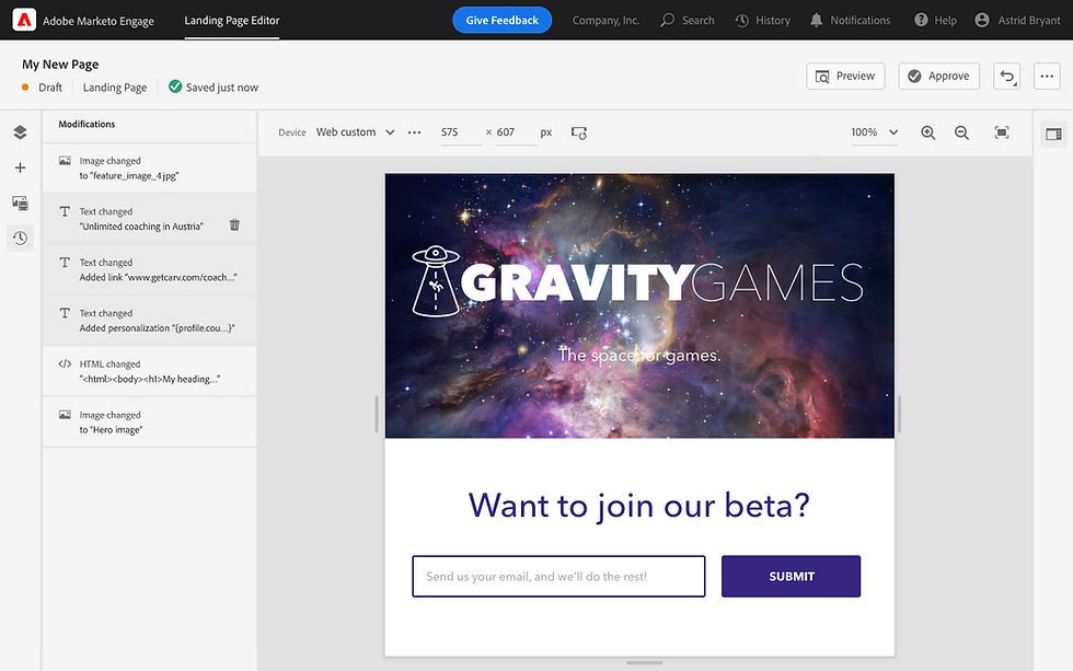 Marketo Landing Page Editor