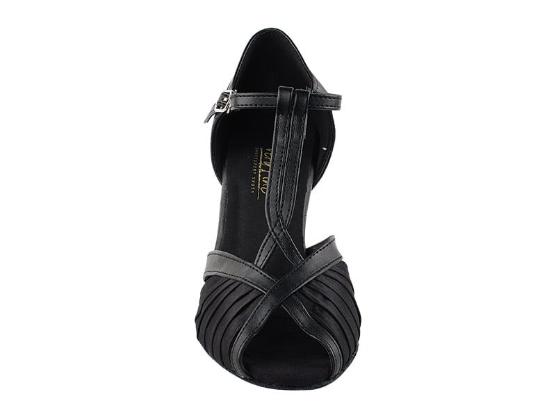 Thumbnail: Black Satin Trim T-Strap