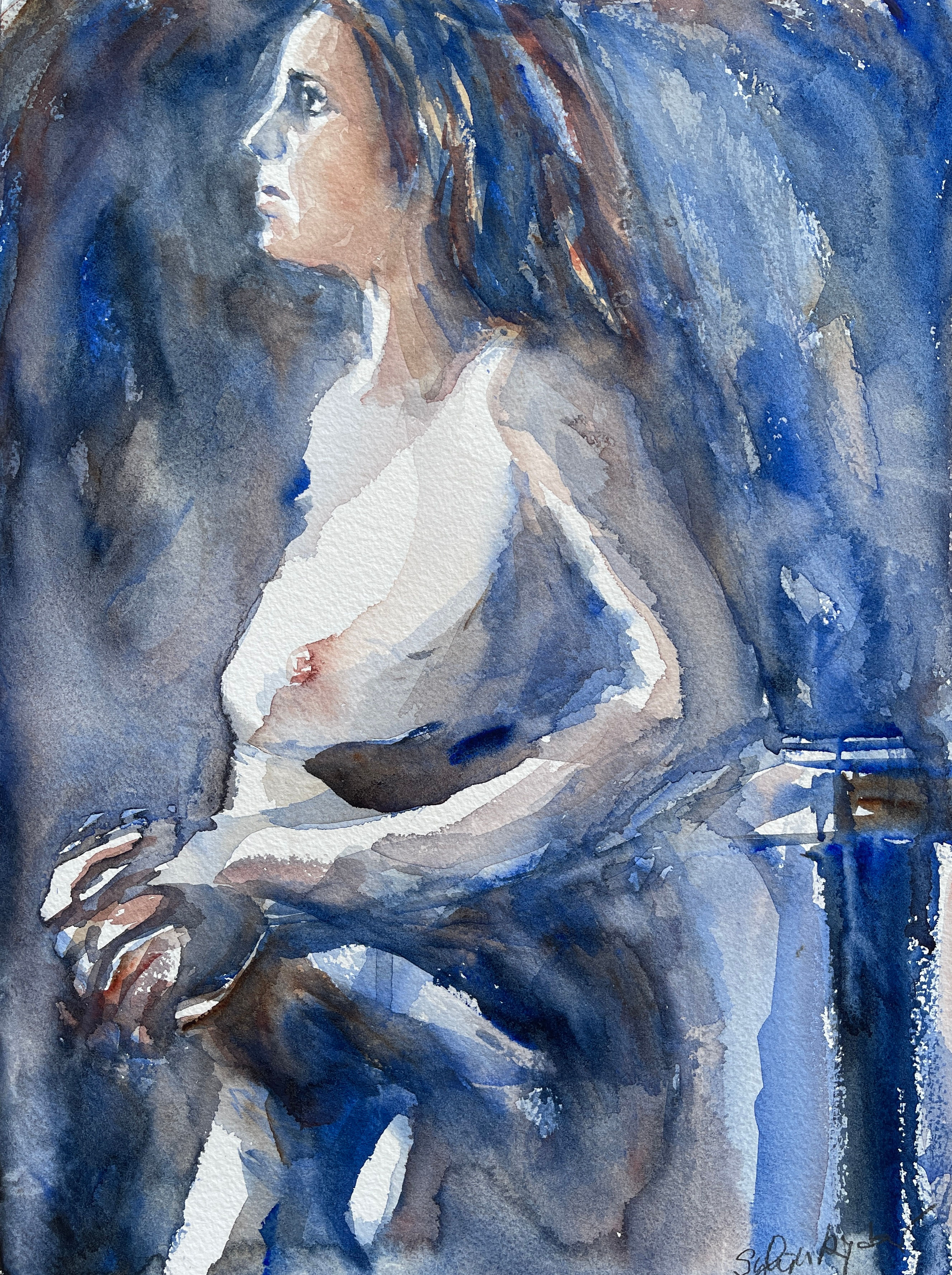 Watercolor on paper. Live model study . 