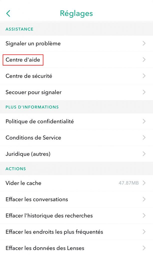 Supprimer compte snapchat aide