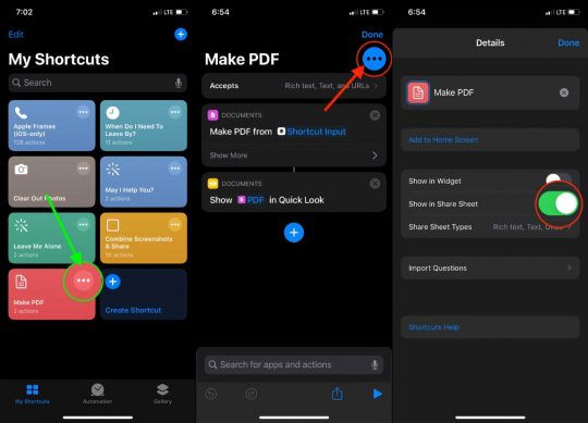 Edit Make PDF Shortcut