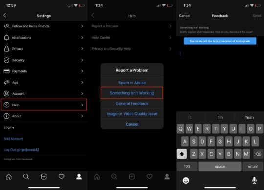 Instagram Report a Problem