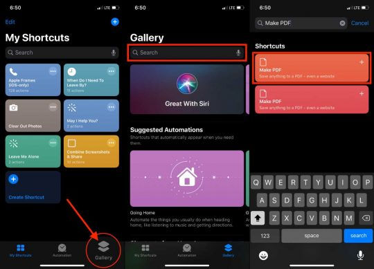 Create PDF with Shortcuts