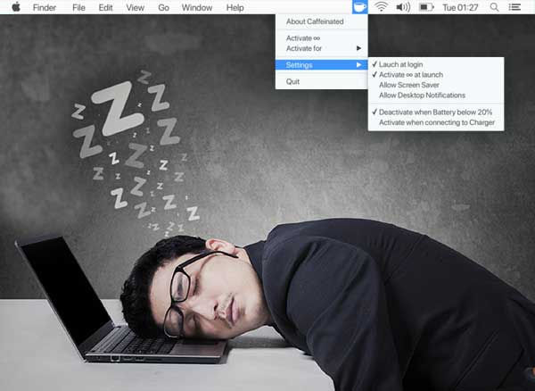 caffeinated anti sleep app macos mac 1 - Caffeinated Mac - Gestionnaire de Mise en Veille (gratuit)