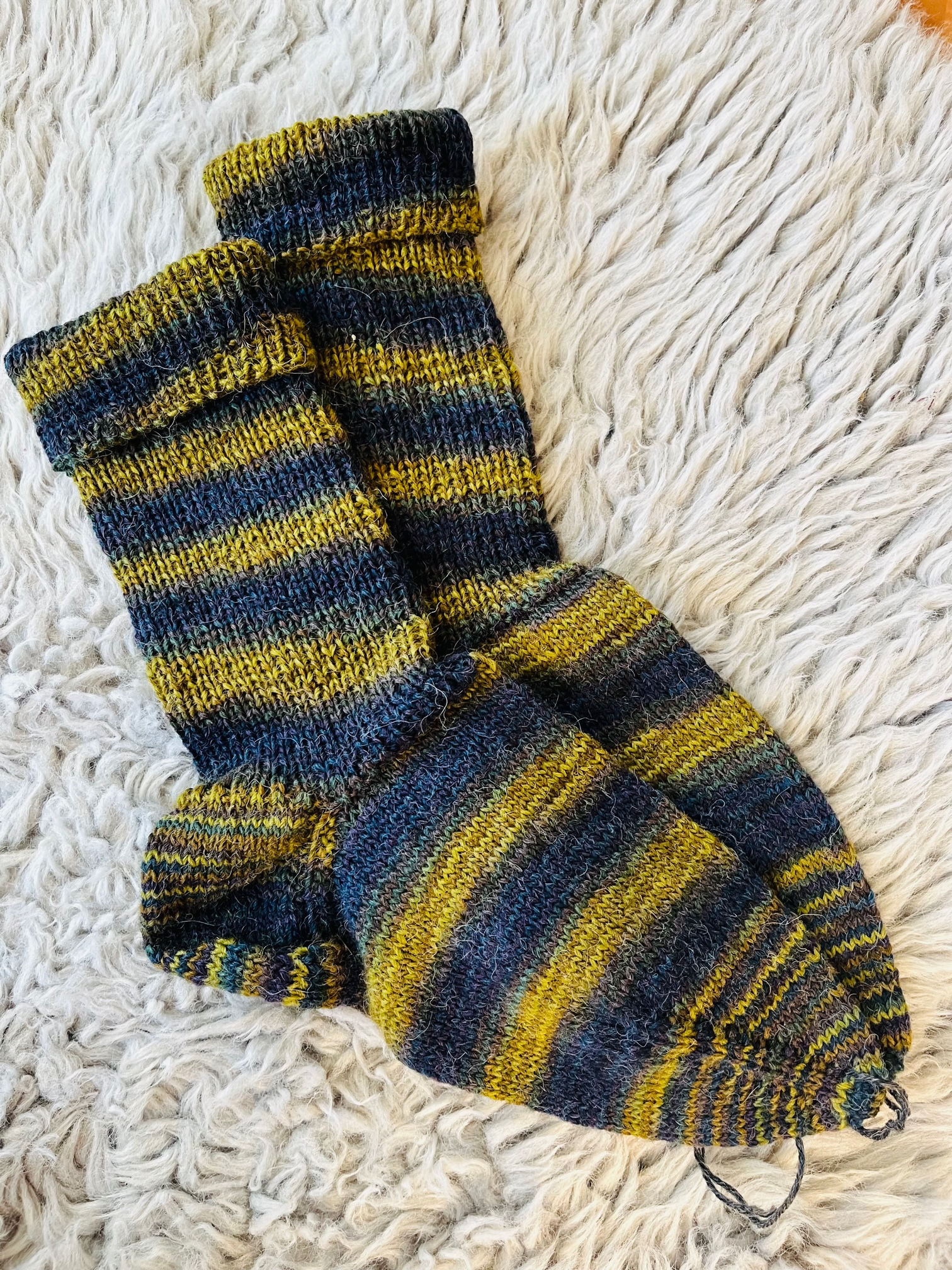 per Hand gestrickte Alpaka Socke