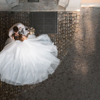 Hochzeitspaar von oben