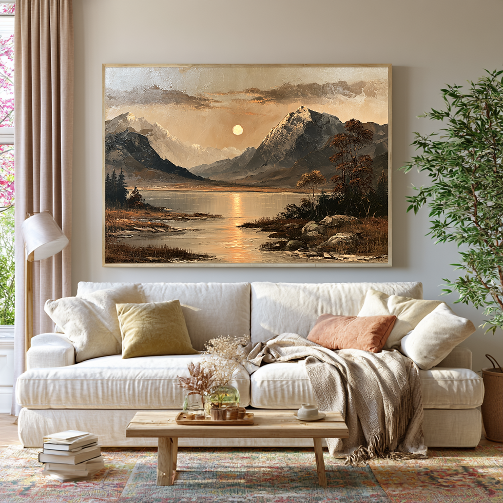Thumbnail: Mountain Lake Sunset Canvas Wall Art for Living Room