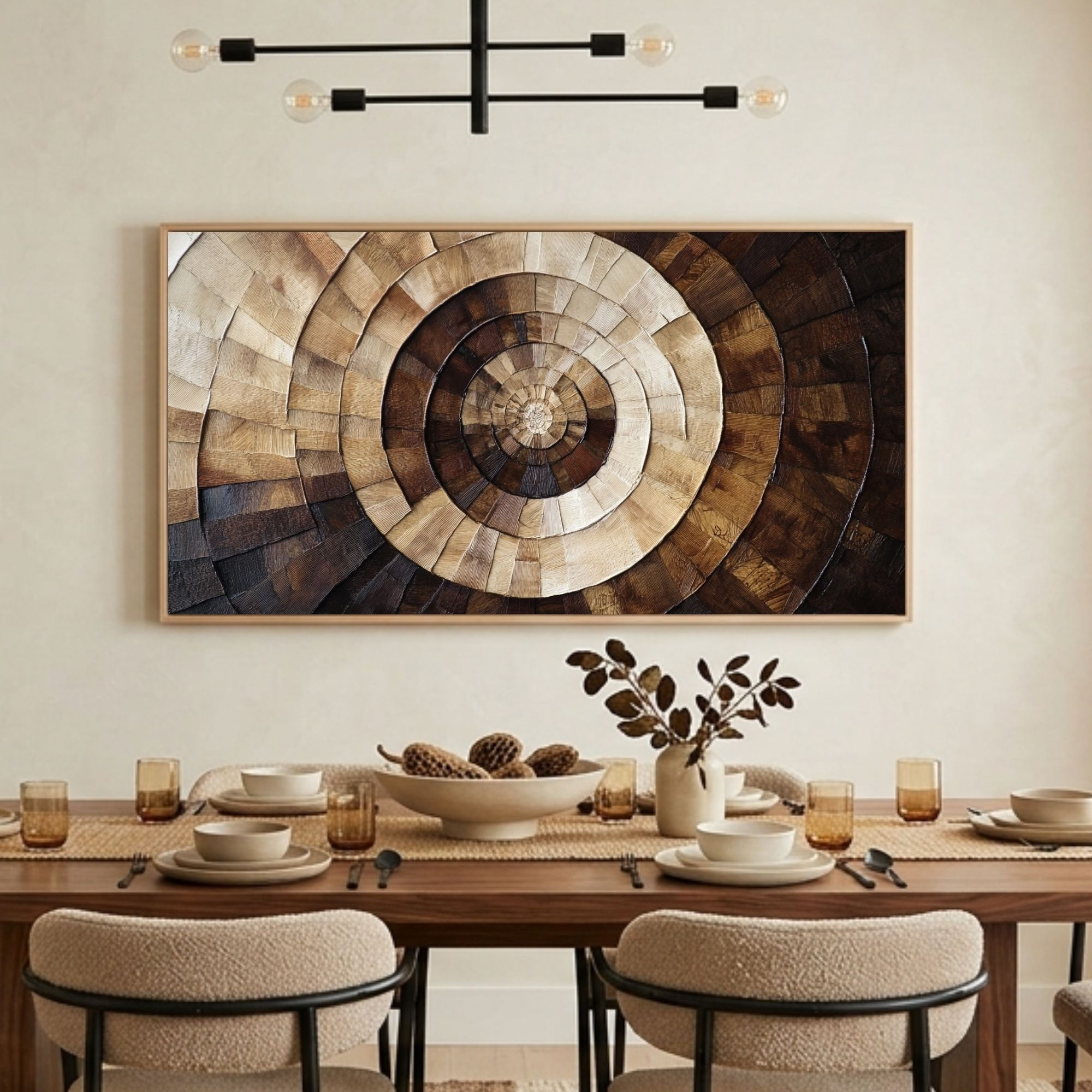 Dining Room Wall Art | Horizontal Swirl Wood Texture Art