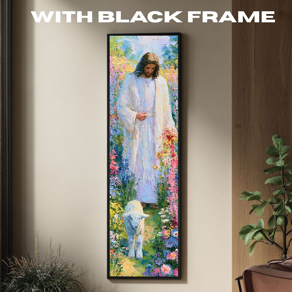 Thumbnail: Tall Vertical Jesus and Lamb Canvas Wall Art for Christian
