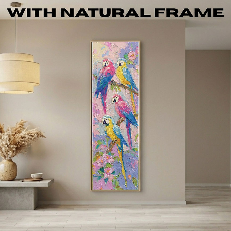 Thumbnail: Parrot Wall Art - Tall Vertical Narrow Canvas Bird Wall Decor