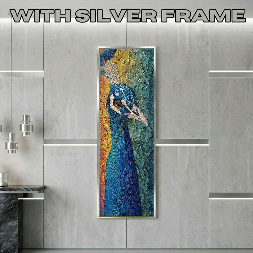 Thumbnail: Statement wall art with a peacock subject