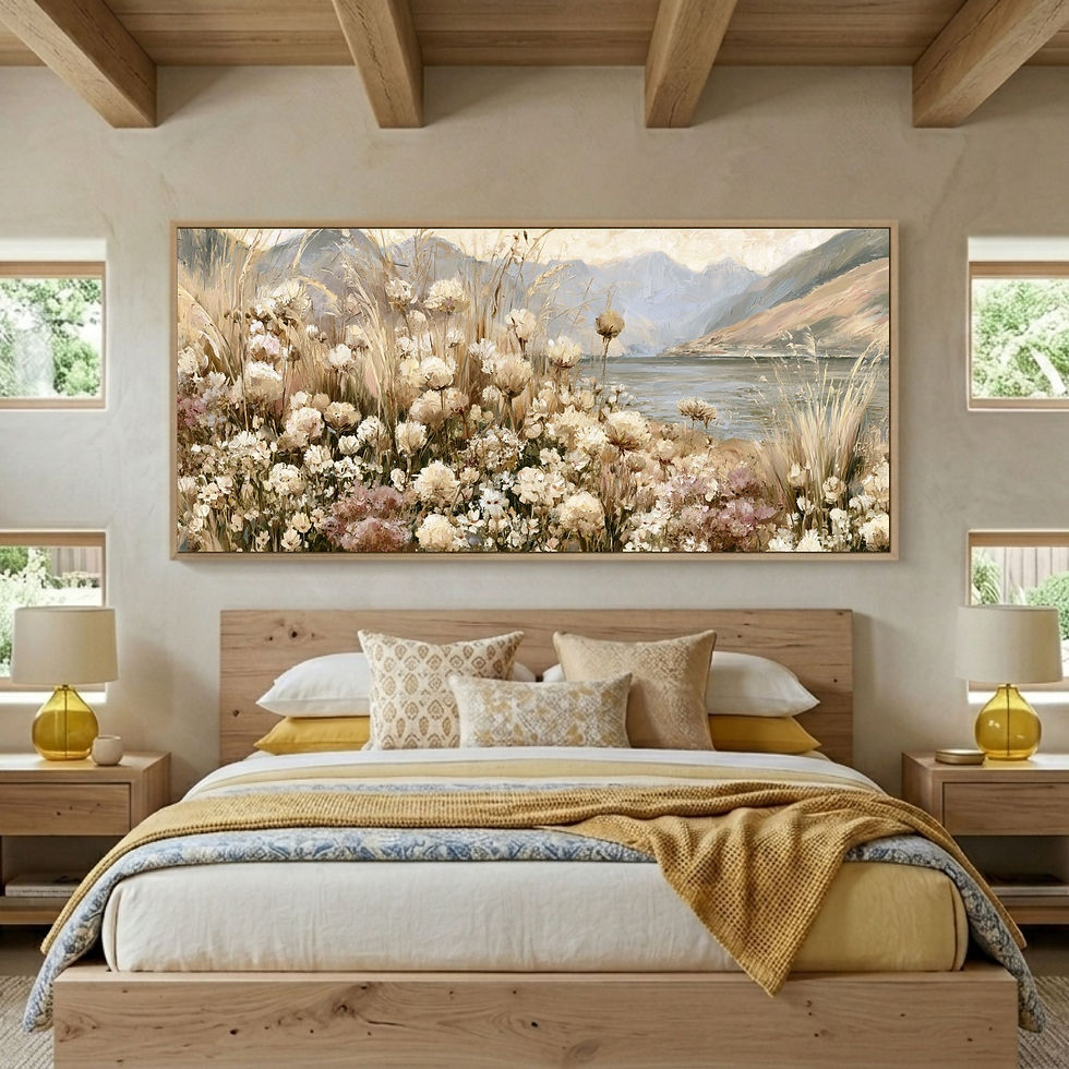 Panoramic floral landscape canvas wall art for bedroom