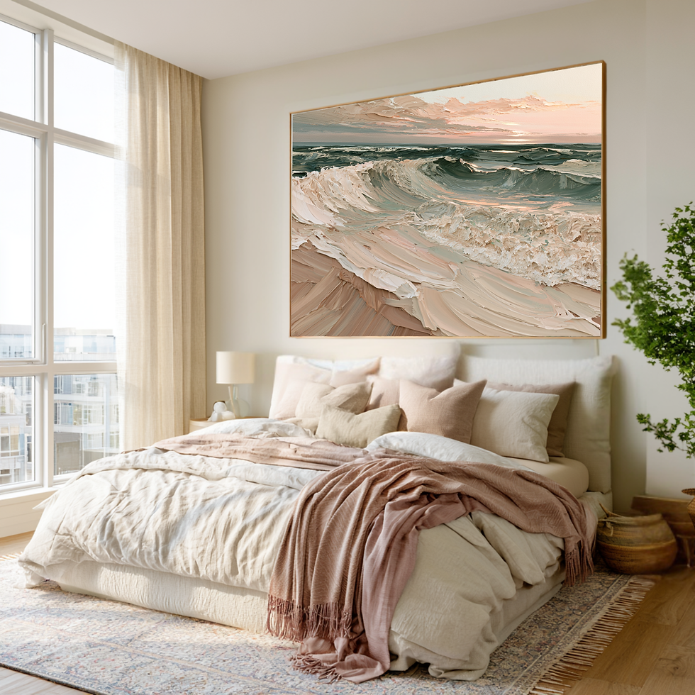 Thumbnail: Textured Ocean Waves Canvas Wall Art for Living Room