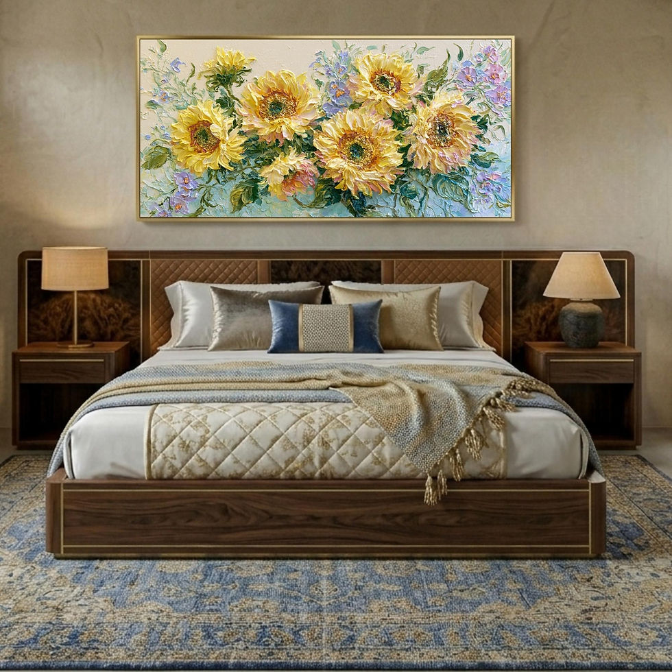 Thumbnail: Bedroom Wall Art: Vibrant Sunflowers Canvas Art | Horizontal Print