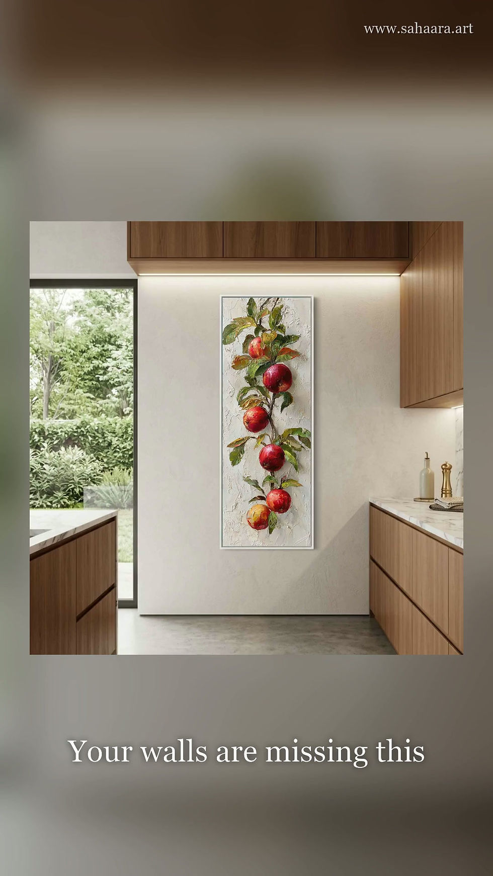 Thumbnail: Kitchen Wall Art Vertical Apples Canvas Print | Modern Home Decor