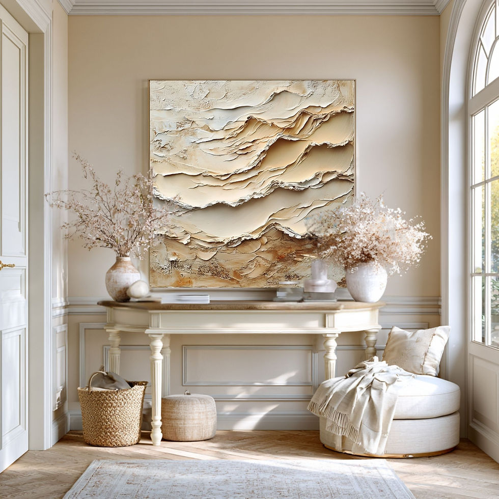 Thumbnail: Entryway Wall Art | Textured Abstract Neutral Canvas Art | Square