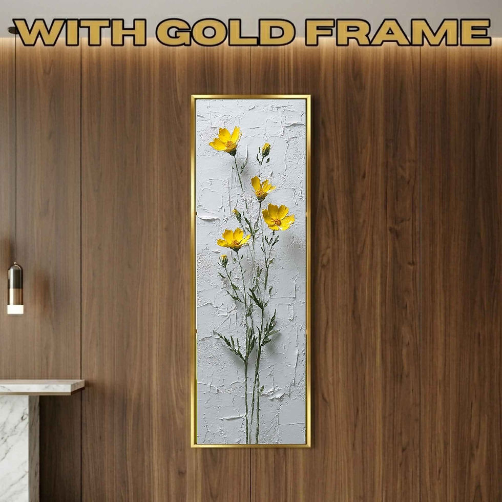 Thumbnail: Tall Narrow Yellow Floral Canvas Wall Art for Hallway