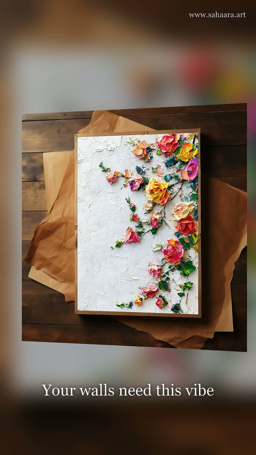 Thumbnail: Vertical Floral Textured Canvas Wall Art for Entryway | SA000761
