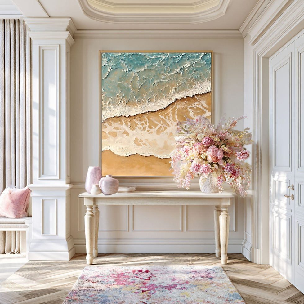 Thumbnail: Coastal-inspired wall art with impasto texture