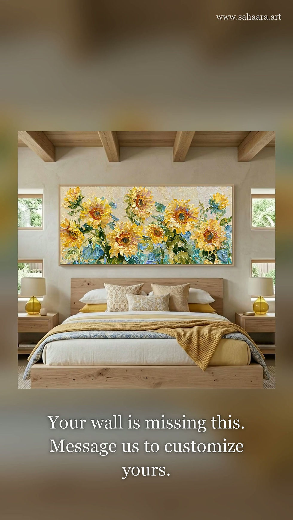 Thumbnail: Bedroom Wall Art | Large Horizontal Sunflowers Canvas Art