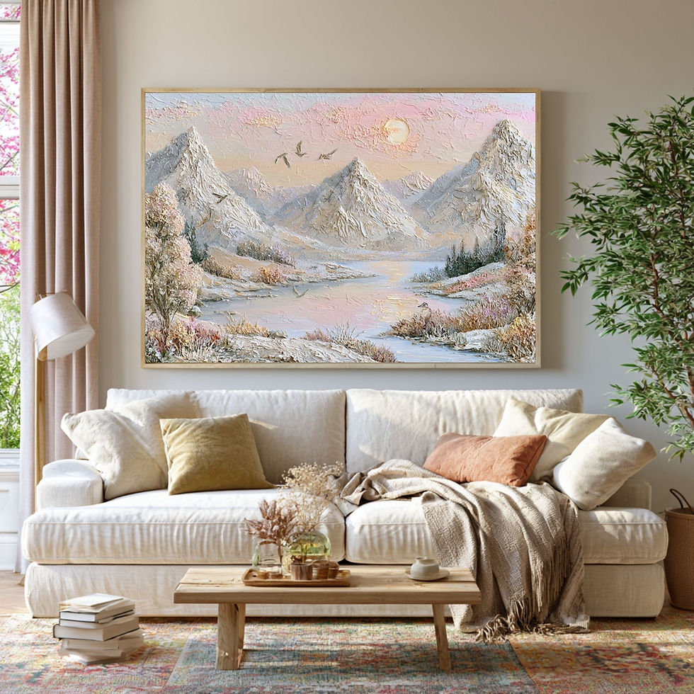 Thumbnail: Textured Mountain Lake Canvas Wall Art for Living Room