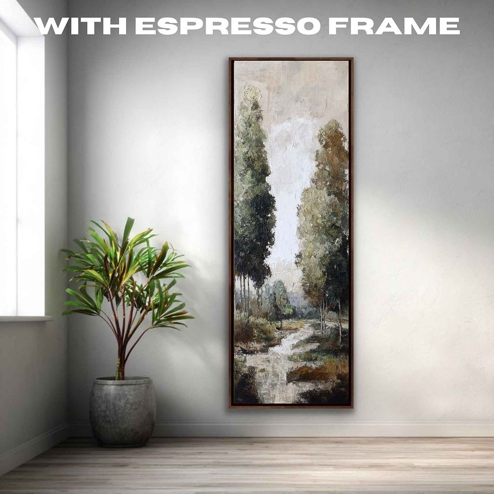 Thumbnail: Tall Narrow Landscape Wall Art | Serene Forest River Canvas