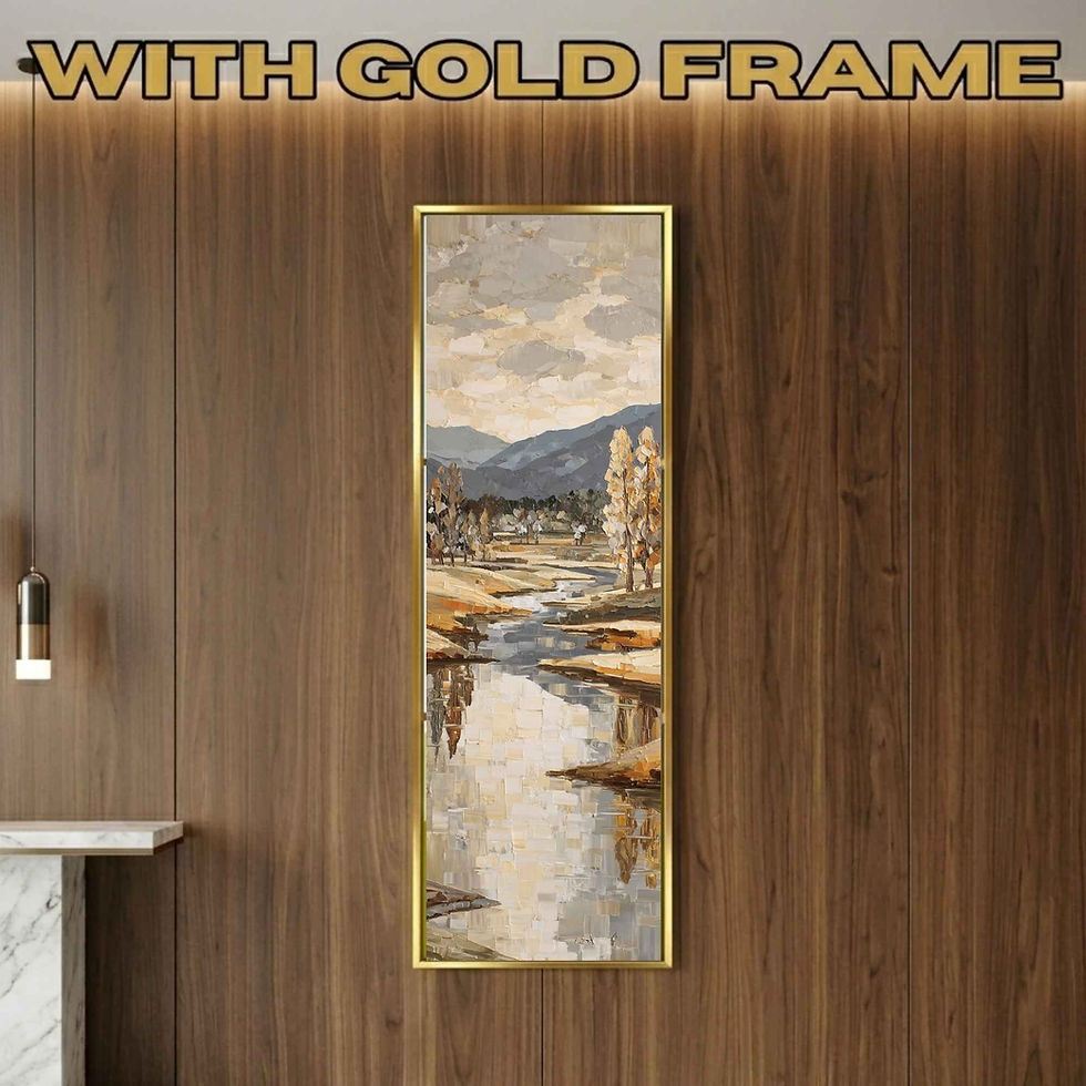 Thumbnail: Tall Narrow Landscape Wall Art | River & Mountains Painting