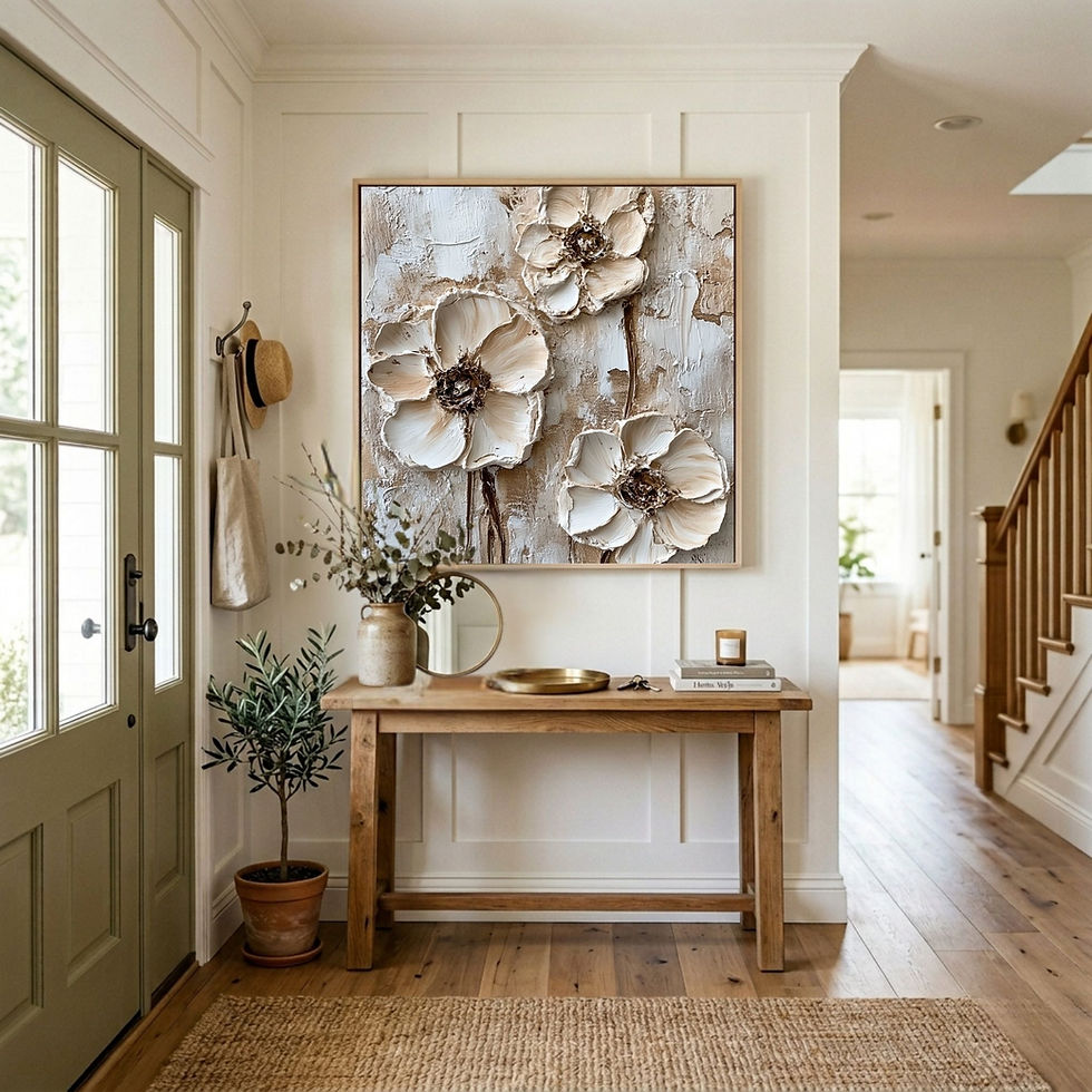 Thumbnail: Textured floral wall art for entryway