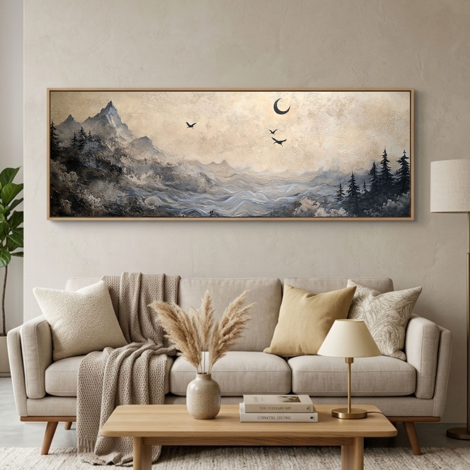 Wide mountain mist canvas wall art