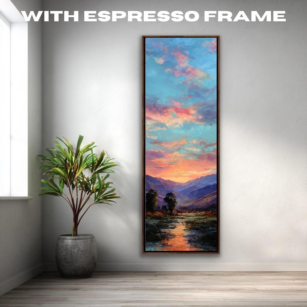 Thumbnail: Tall Narrow Landscape Wall Art | Mountain Sunset Canvas Print